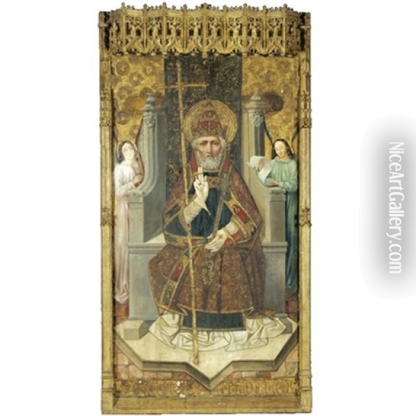 Saint Peter Enthroned With Angels Oil Painting - Bartolome (de Cardenas) Bermejo