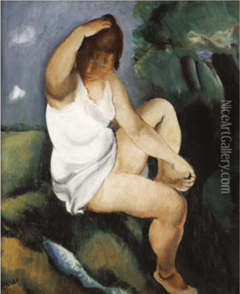 Femme Assise Oil Painting - Georges Kars