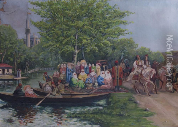 Kagithane River Oil Painting - Mehmet Ali Laga