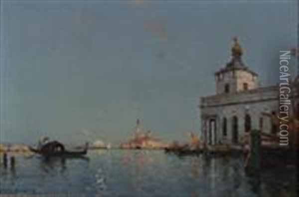 View Of Venice, Customs House & Campanile Beyond Oil Painting - Maurice Bompard