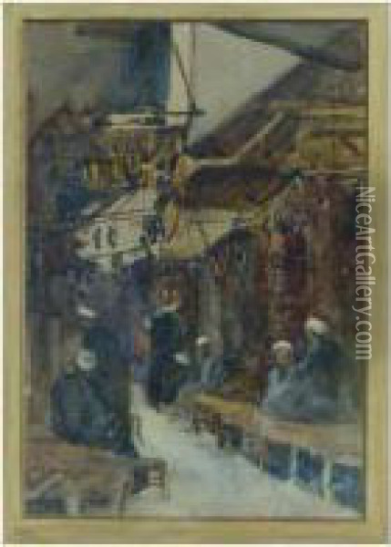 Middle Eastern Street Scene Oil Painting - Ada F. Whidborne