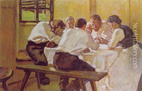 Das Mittagessen Oil Painting - Albin Egger-Lienz