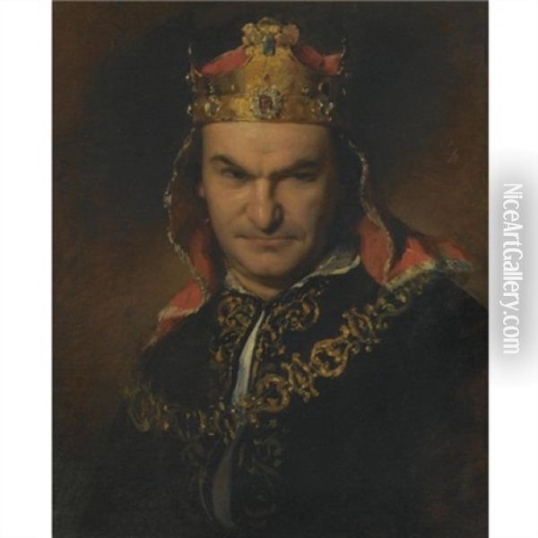 Bildnis Des Schauspielers Bogumil Dawison Als Richard Iii (portrait Of The Actor Bogumil Dawison As Richard Iii) Oil Painting - Friedrich von Amerling