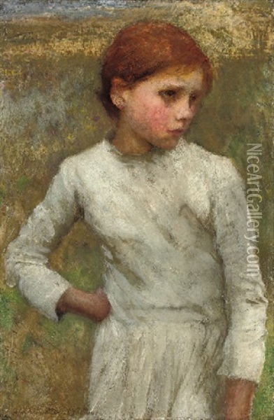 Young Girl Oil Painting - Sir George Clausen