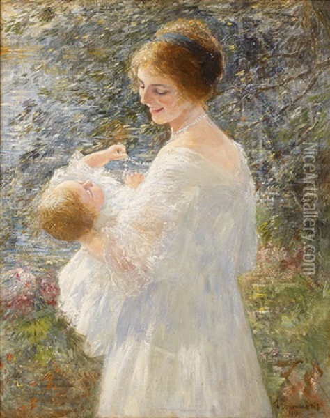 Femme A L'enfant Oil Painting - Simon Maris