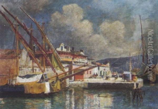 Hafen Von Capo D'istria Oil Painting - Karl Weiss