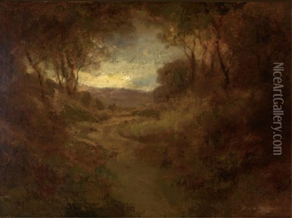 Landscape With Distant Clearing Oil Painting - William Keith