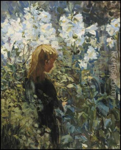 Easter Lilies Oil Painting - Helen Galloway Mcnicoll