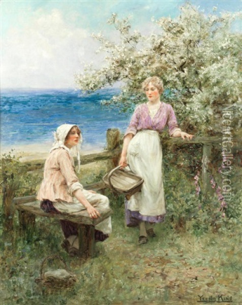 Resting By The Coast Oil Painting - Henry John Yeend King