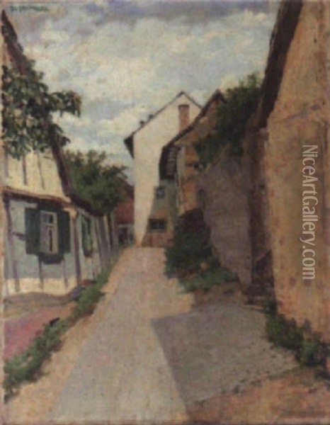 Dorfstrase In Der Mittagssonne Oil Painting - Theodor Schindler