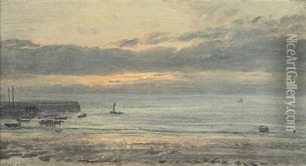 Before Sunrise, Scarborough, Low Water Oil Painting - Henry Moore