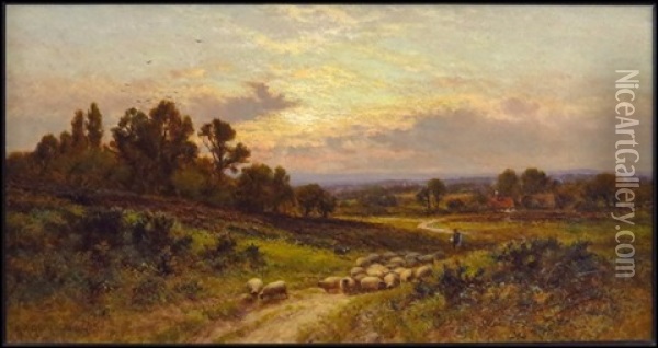 Bucolic Landscape Oil Painting - Alfred Augustus Glendening Sr.