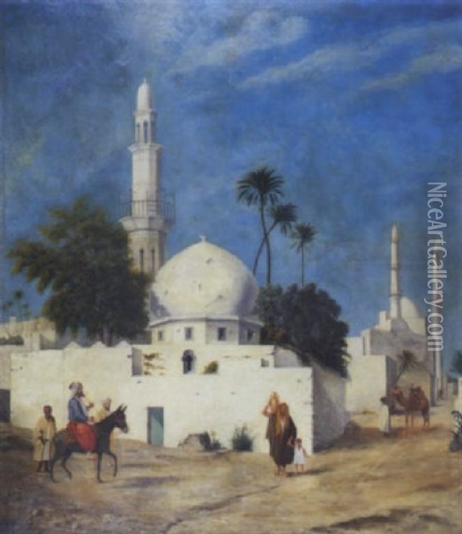 Aux Abords De La Mosquee Oil Painting - Alexandre Marie Guillemin