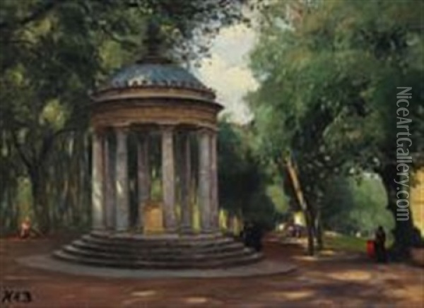 From The Garden At Villa Borghese Oil Painting - Hans Andersen Brendekilde