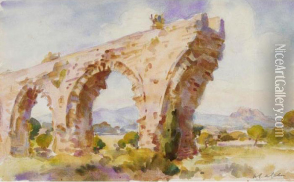 Roman Aquaduct Oil Painting - Wilfred Gabriel De Glehn