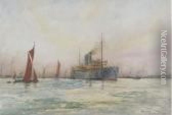 The P. & O. Liner Morea Leaving Tilbury Oil Painting - William Minshall Birchall