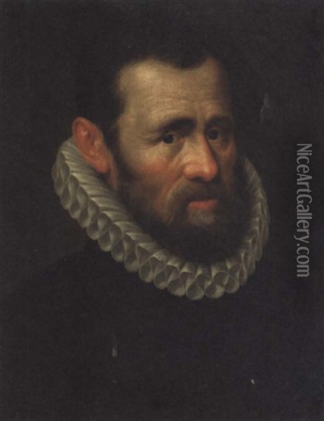 Portrait Of A Gentleman In A White Ruff Oil Painting - Adriaen Thomasz Key