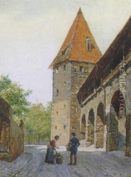 Parti Fra Nurnberg Oil Painting - August Fischer