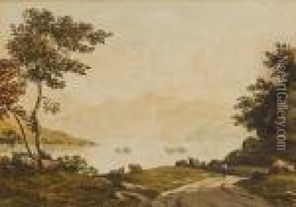 A Welsh Landscape Oil Painting - John Varley