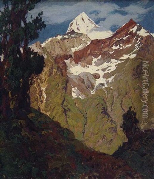 Ansicht Bei Zermatt Oil Painting - Hugo Hodiener (Hodina)