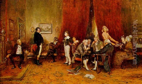 The Meeting Of Burns And Scott Oil Painting - Charles Martin Hardie