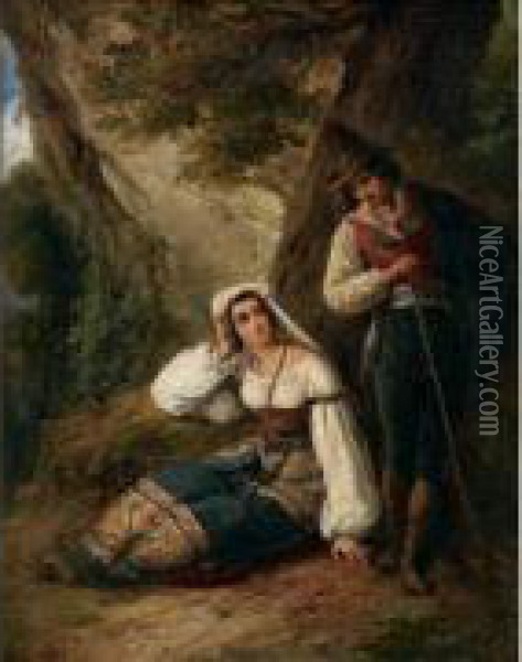 Jeune Couple De Paysans Italiens Oil Painting - Alexandre-Marie Colin