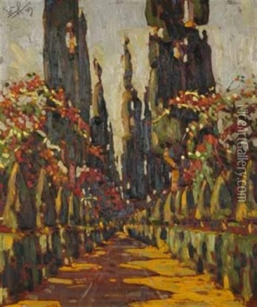 Les Jardins De L'alhambra Oil Painting - Clement (Joseph Charles Louis) Seneque