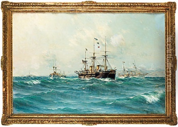 Eskader Ur Kejserliga Tyska Marinen Oil Painting - Herman Gustav af Sillen