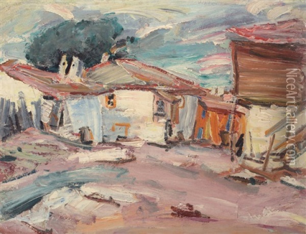 Landscape With Houses At Balcic Oil Painting - Max Arnold