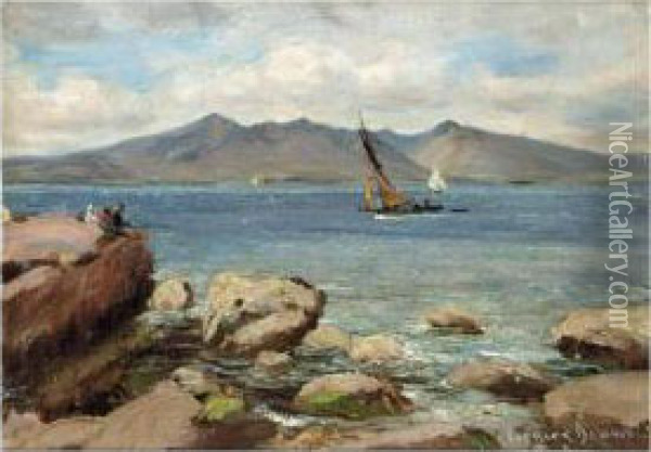 The Isle Of Arran From Portincross Oil Painting - Patrick Downie