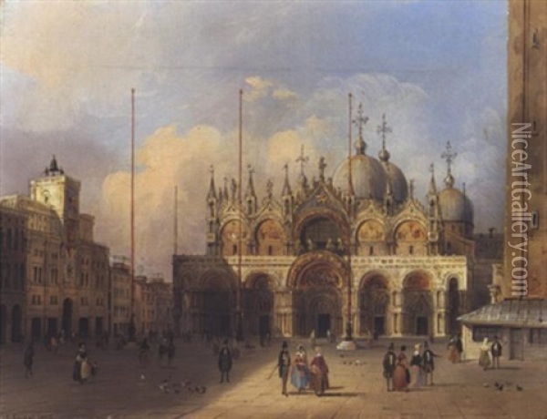 Ansicht Des Markusplatzes In Venedig Oil Painting - Carlo Grubacs