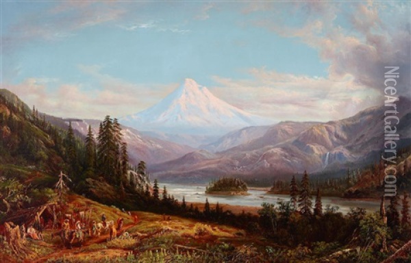 Mt. Hood, Little Sandy River Oil Painting - William Keith
