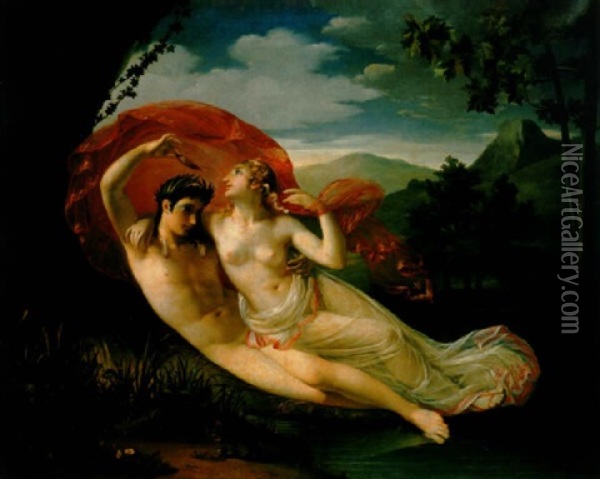 Hebe Et Ganymede Oil Painting - Eugene Louis Lami