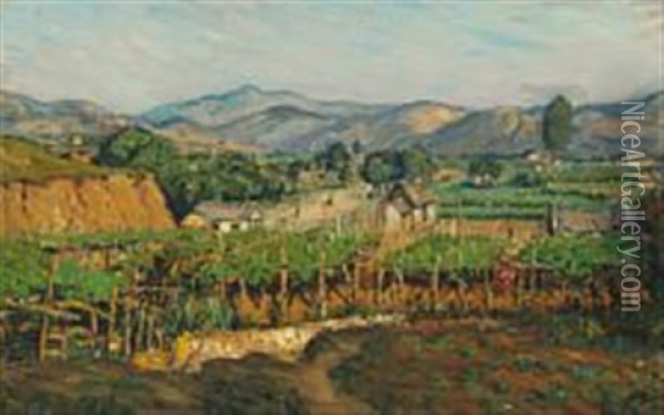 Vineyard At Shantung Oil Painting - Ludvig Schwensen