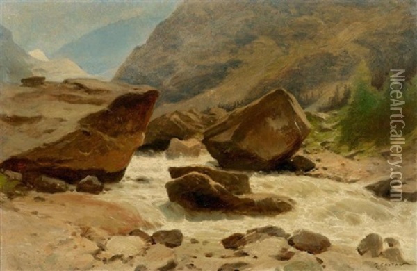Die Rohne Im Oberwallis Oil Painting - Gustave Eugene Castan