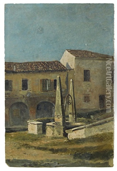 La Fontana Della Villa Oil Painting - Luigi Querena