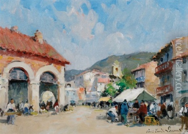 Market Scene Oil Painting - Paul Lacomte (Laconte)