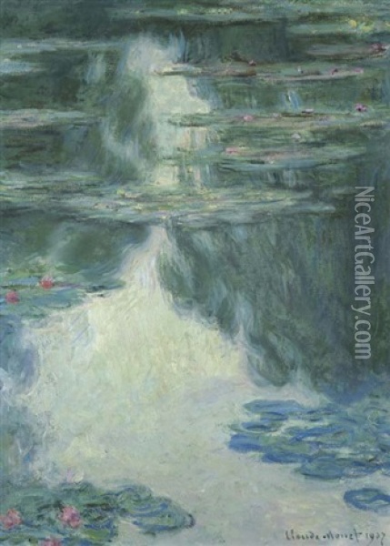 Nympheas, Temps Gris Oil Painting - Claude Monet