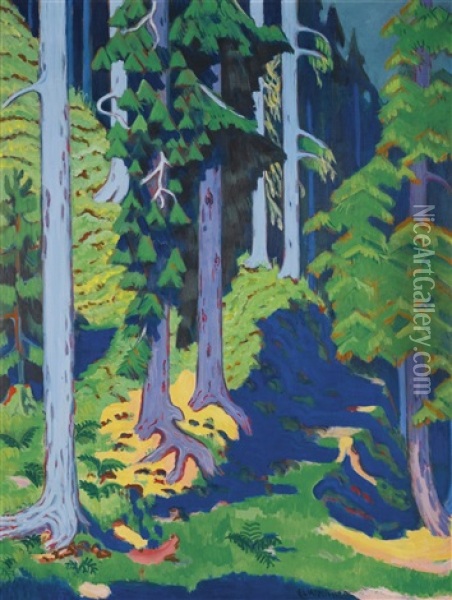 Waldinneres (forest Interior) Oil Painting - Ernst Ludwig Kirchner