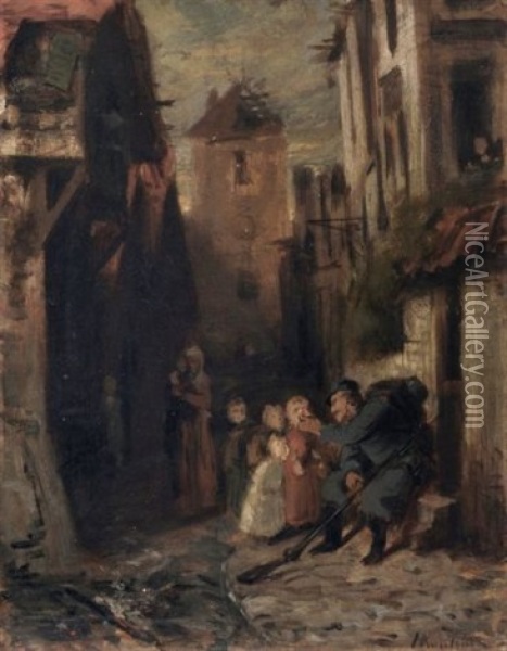 Die Lehrstunde Oil Painting - Hermann Kaulbach