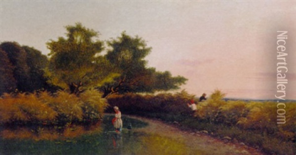 Picking Berries Oil Painting - Edwin Henry Boddington