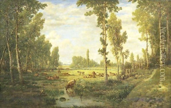 A Spring Morning At Bas - Breau Oil Painting - Etienne-Pierre Theodore Rousseau