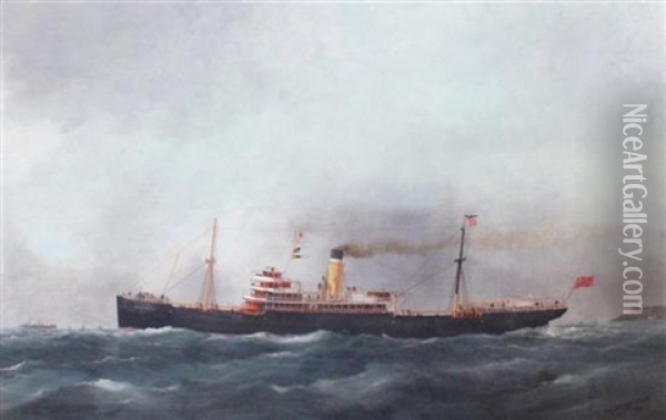 Ship Portrait Of The Ss City Of Karachi Oil Painting - Edward Adams