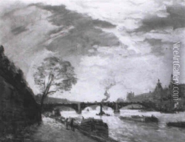 Paris, La Seine Au Louvre Oil Painting - Frank Myers Boggs