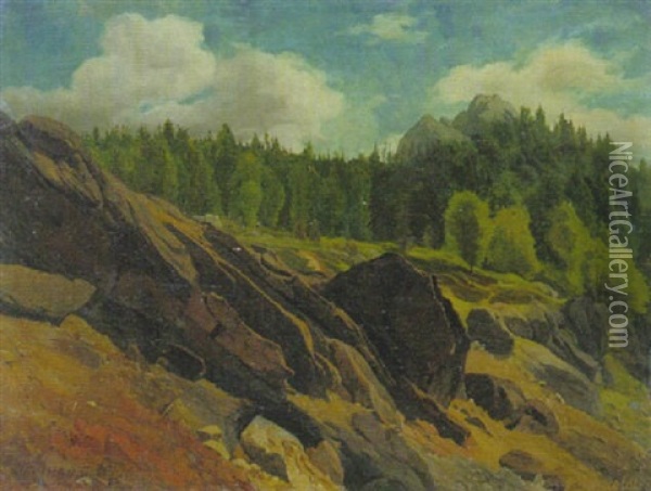 Bodenmais - Auf Dem Silberberg Oil Painting - Edmund Kanoldt