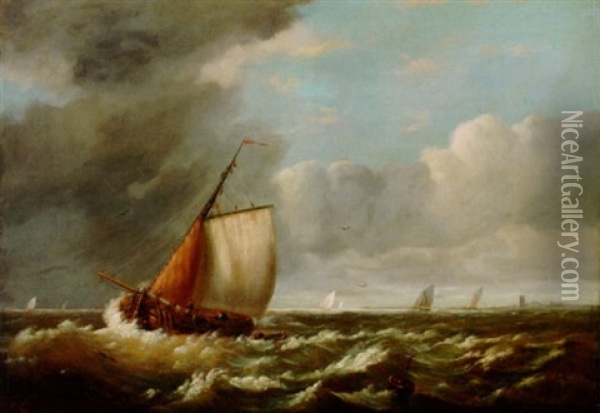 Fischer Vor Der Kuste Oil Painting - Pieter Arnout Dyxhoorn