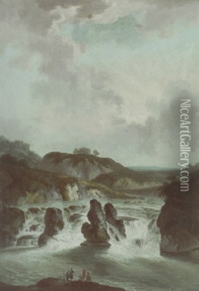 Der Rheinfall Oil Painting - Johann-Heinrich Wuest