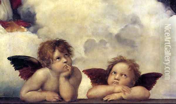 The Sistine Madonna (detail) 2 Oil Painting - Raffaelo Sanzio