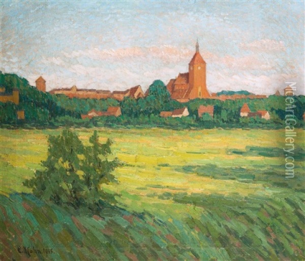 Landschaft Mit Kirchdorf Oil Painting - Clementine Hahn