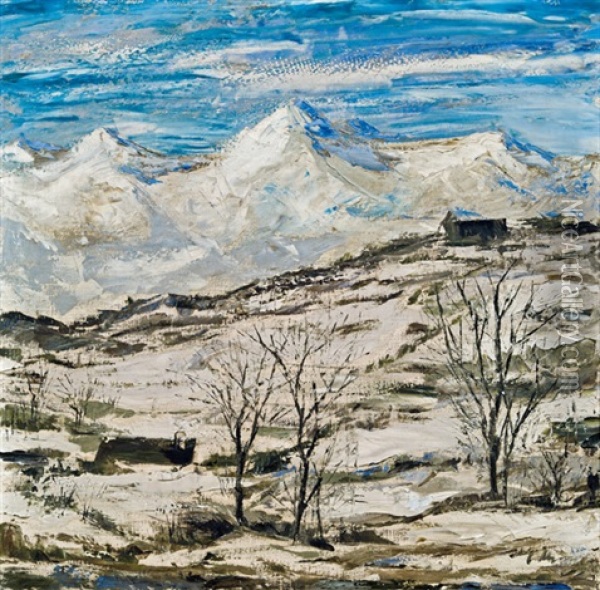 Winterlandschaft (pilatus Aus Richtung Weggis, Luzern) Oil Painting - Wilhelm Thoeny